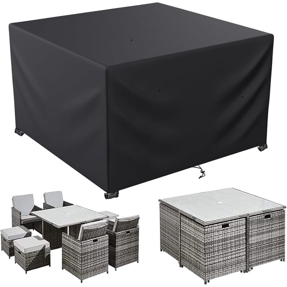 LCGOD Patio Furniture Cover ,Outdoor Furniture Covers Waterproof General Purpose, Outdoor Sofa Sets Covers Heavy Duty Windproof Anti-UV 79”Lx79”Wx35.5”H