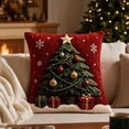thumbnail image 2 of Christmas Tree 3D Throw Pillow Cover, 17.72 Inch Linen Cushion Case with 3D Tree & Gift Box Design, Winter Holiday Decor for Sofa Bed, 2 of 6