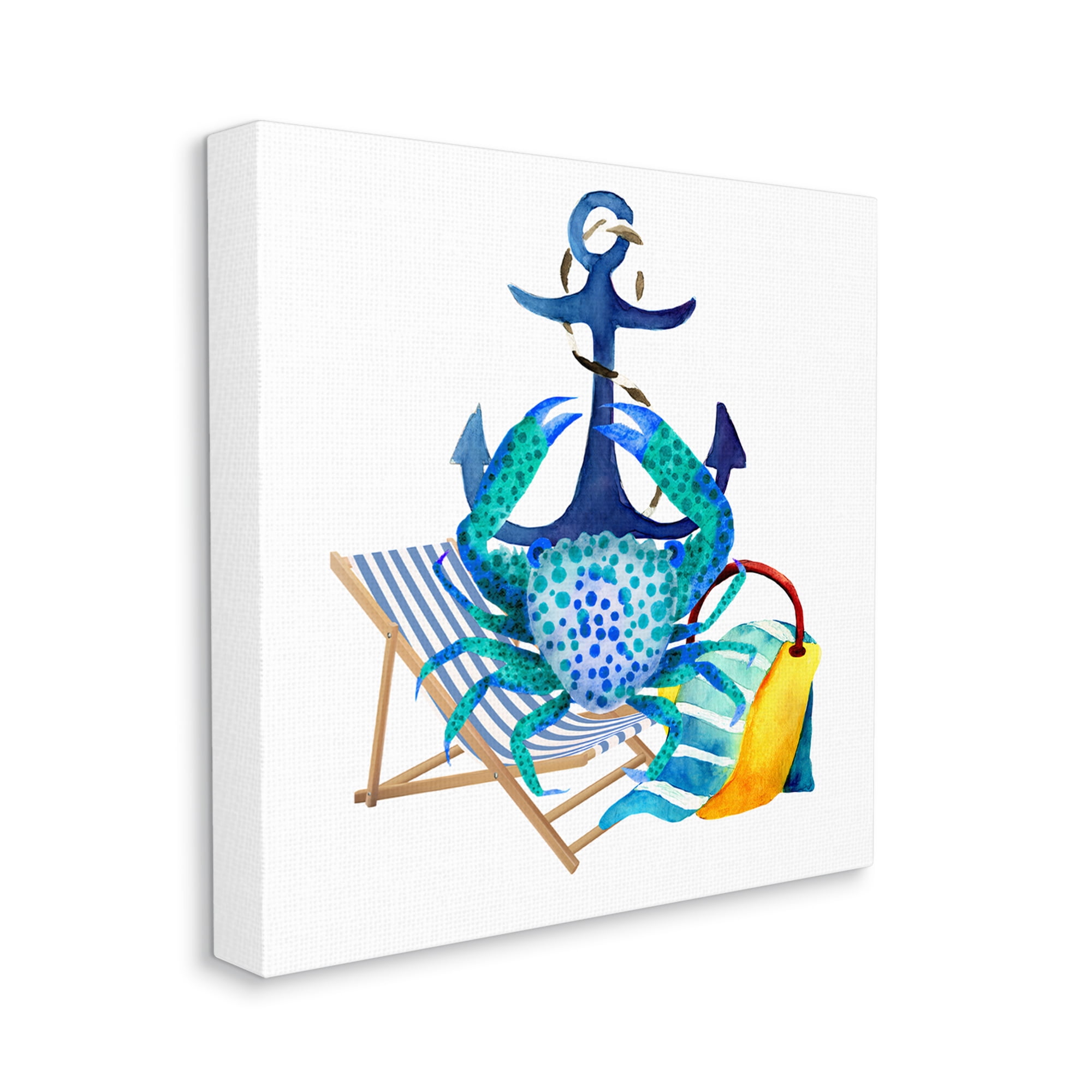 Stupell Industries Anchor & Beach Crab Animals & Insects Painting Gallery Wrapped Canvas Print Wall Art, 30 x 30