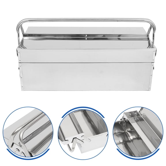 FRCOLOR  Stainless Steel Tool Box Storage Portable Small Suitcases Silver