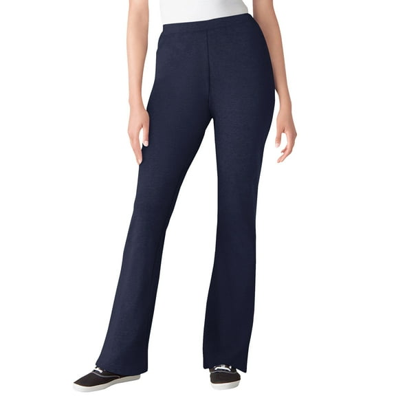 Woman Within Plus Size Tall Stretch-Cotton Knit Pull-On Bootcut Leggings