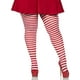 thumbnail image 4 of Mallas Leg Avenue de nailon blanco/rojo a rayas, tallas grandes, 3X-4X, 4 of 5