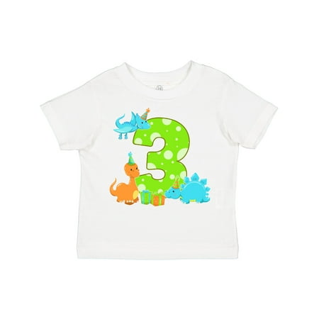 

Inktastic Dinosaur Party-Third Birthday Gift Toddler Boy or Toddler Girl T-Shirt