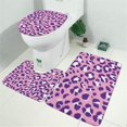 thumbnail image 2 of Pink and Purple Of Leopard Print Bathroom Rugs Sets 3 Piece,Toilet Cover Set,Absorbent Non Slip Bathroom Mats Sets with U-Shaped Contour Rug Toilet Rug Set, 2 of 5