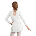 thumbnail image 2 of YIZYIF Girls Long Sleeve Shiny Rhinestone Ballet Dance Leotard Solid Color Figure Skating Gymnastics Leotard Dress Ivory 10, 2 of 7