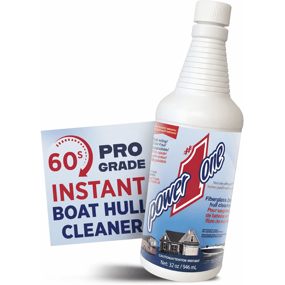 Power #1 One Boat Hull Cleaner for Fiberglass - Removes Waterline Stains, Rust & Marine Mineral Buildup - Professional Marine-Grade Formula - Made in the USA