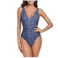 thumbnail image 2 of HUPOM Swimsuit For Women 2023 Mid Waist Shirt Dress One-Piece Board Shorts Holiday Bandeau Swimwear Clearance Navy size 10, 2 of 6