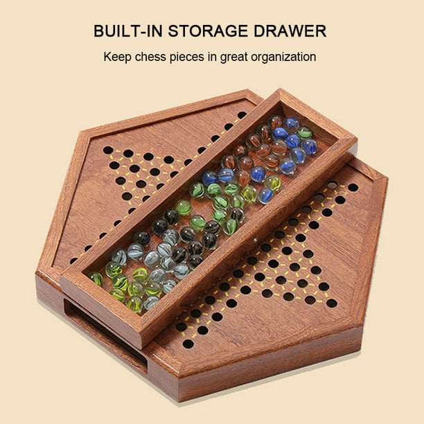 Juego De Damas Chinas De Madera – Tablero De 29.5 Cm Con Piezas De Colores, Para Hasta 6 Jugadores, Fácil De Transportar En Su Caja, Ideal Para Reuniones Familiares Y Regalos