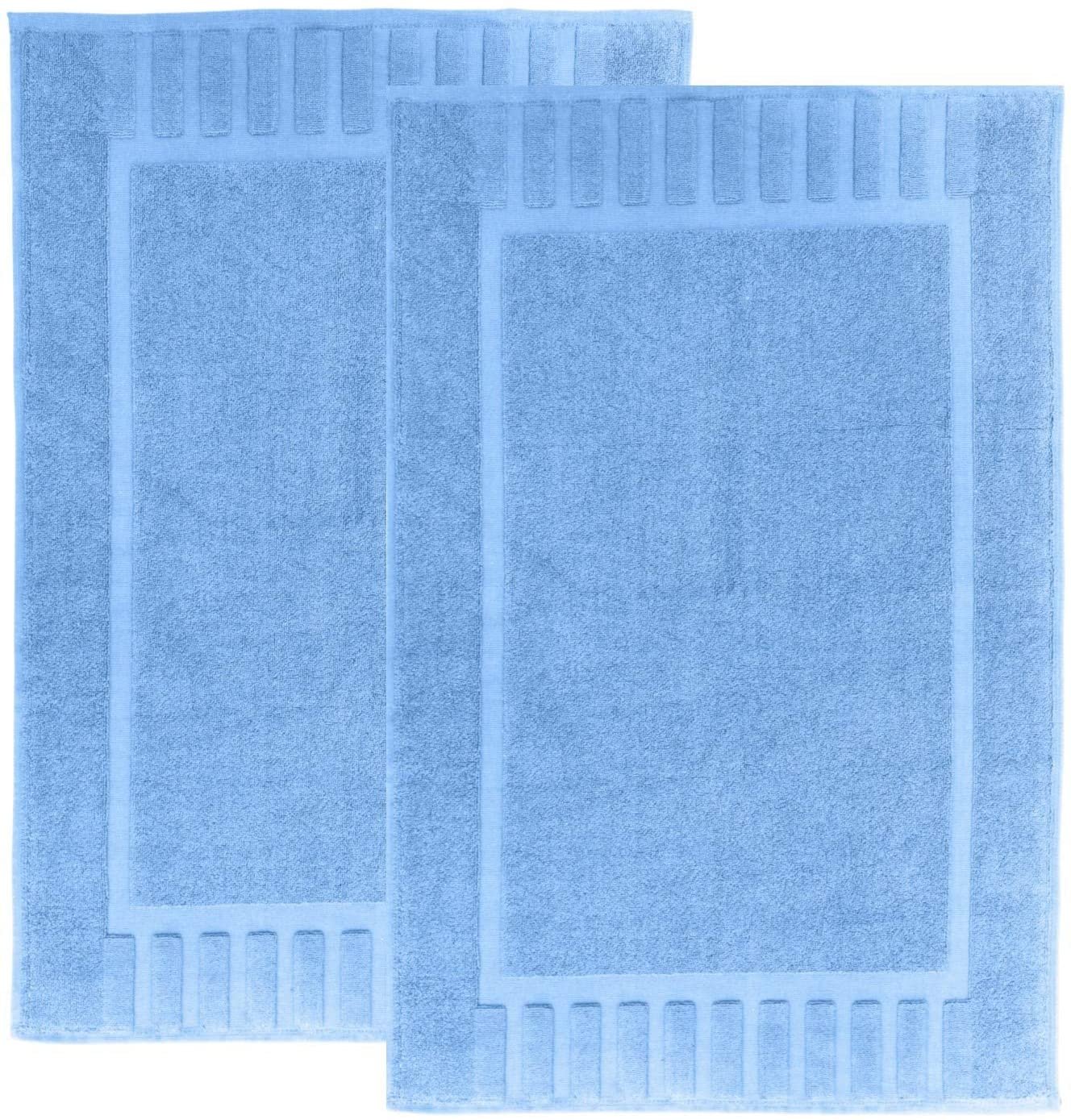 White Classic 100 Cotton Luxury Bath Mat Set 22x34, Light Blue , 2