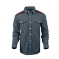 thumbnail image 4 of thefmos Men's Plus Size Long Sleeve Corduroy Shacket Fall Winter Casual Button Down Shirt Classic Collared Work Outfits Tops, Dark Gray L, 4 of 9