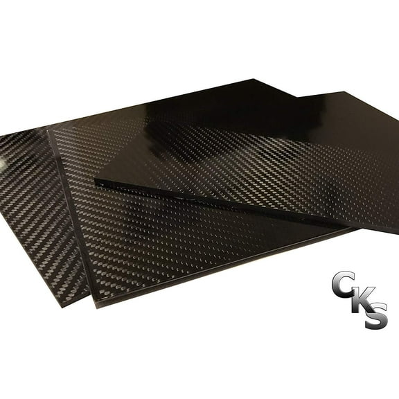 1 Carbon Fiber Plate - 200mm x 300mm x 3mm Thick - 100% -3K Tow, Plain Weave -High Gloss Surface 1 Plate