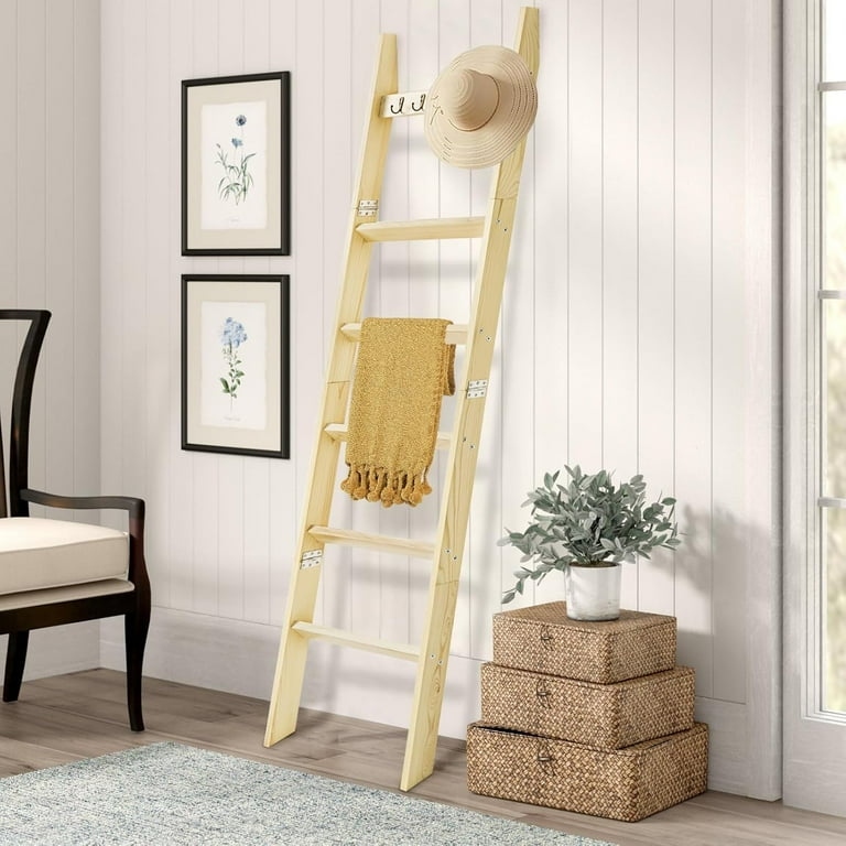 NEW - home top Leaning Wall Ladder for Blankets, Linen Quilt Storage, decorative etc