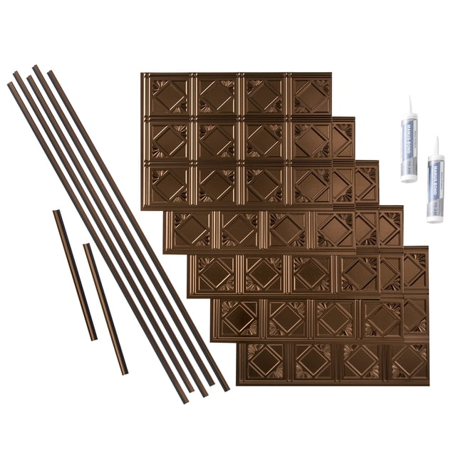 FASÄDE Traditional Style 4 Decorative Vinyl Backsplash 15 sq ft Kit in Oil Rubbed Bronze