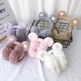 thumbnail image 2 of Orejeras de invierno Orejeras térmicas de felpa suave para niñas y niños con lindas orejas de gato, color caqui, 2 of 5