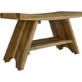 thumbnail image 2 of Compact Curvilinear Teak Shower Outdoor Bench with Shelf in Natural Finish, 2 of 2