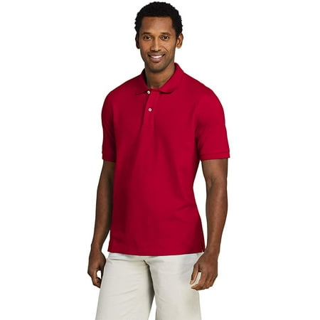 lands' end men's short sleeve comfort first solid mesh polo, m, rich red