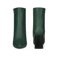 thumbnail image 5 of BLISSFUL STEP Women's Side Zip Pointed Toe Block Heels Ankle Boots Dark Green 6, 5 of 5