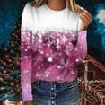 thumbnail image 2 of BLVB Christmas Shirts for Women Long Sleeve Crewneck Snowflake Graphic Tee Tops Vacation T Shirts Blouse Christmas Gifts, 2 of 5