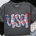 thumbnail image 2 of Comfort Colors Floral Coquette USA Tee Shirt, Retro America T-Shirt, 4th Of July T Shirts, 4th Of July popular America Patriotic Girly Shirt, 2 of 4