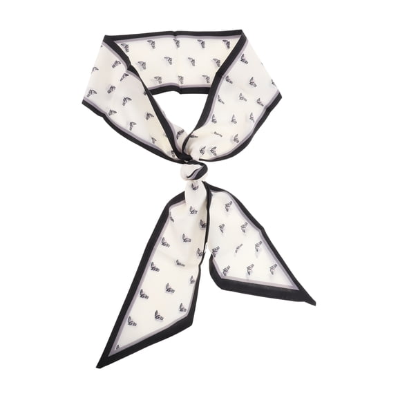 Unique Bargains 1 Pc Scarf Headband Print Neck Scarf for Women Black White