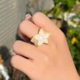 thumbnail image 5 of Rainbow Cubic Zircon Lucky Star Finger Ring Black Gold Plated Fashion CZ Jewelry, 5 of 9