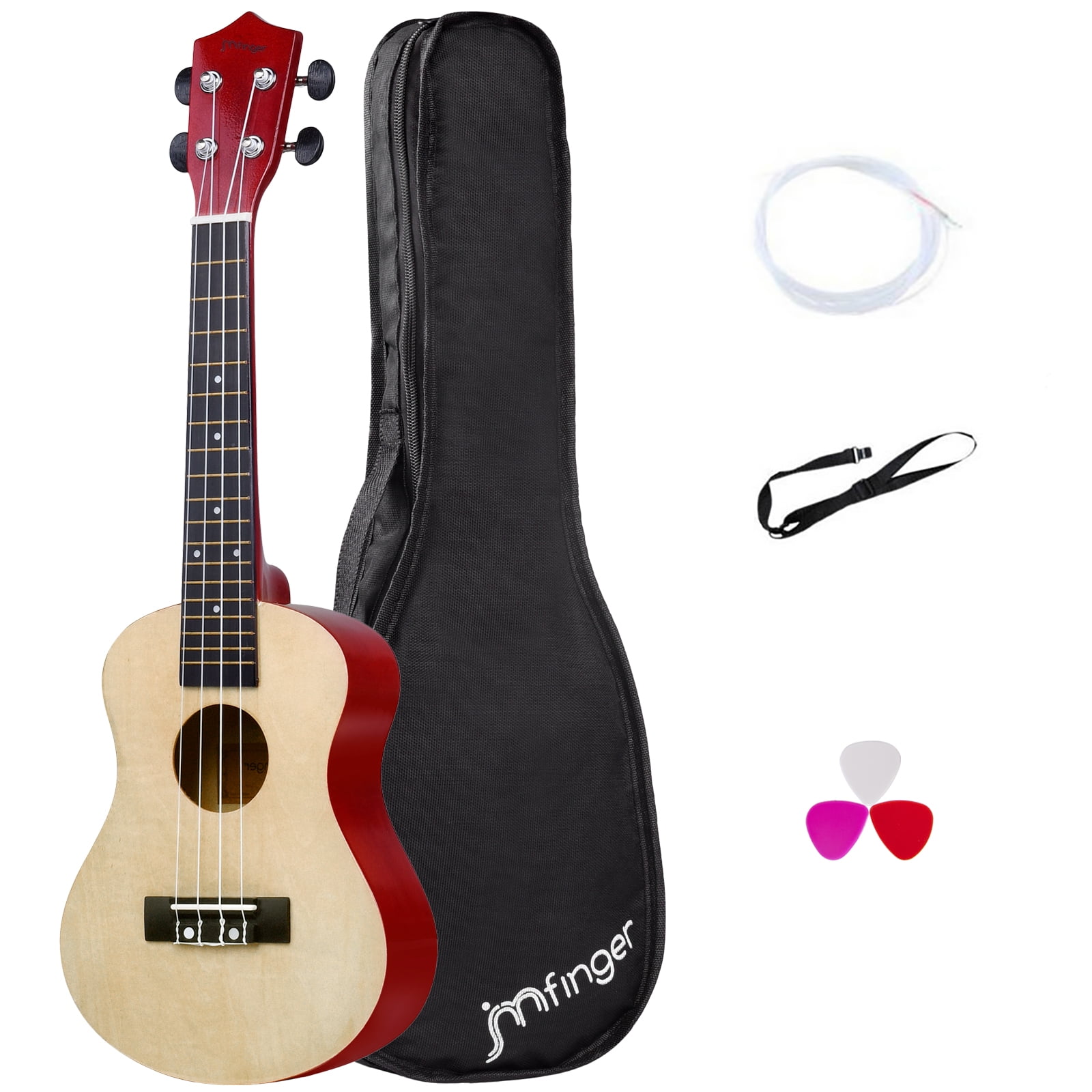 Ukulele 23 Inch Wooden Instrument for Beginners with Gig Bag, Extra Strings, Strap, Black - Walmart.com