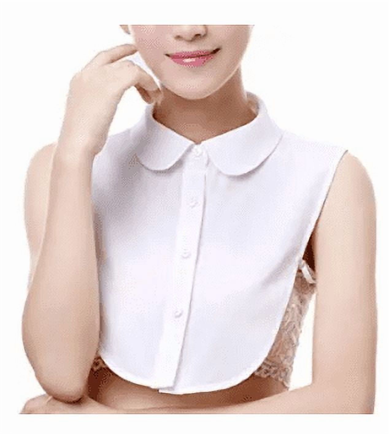 Women's Fake Collar - Chiffon Detachable Dickey Blouse Half Shirt, Adjustable Tapes, Sizes S-XL