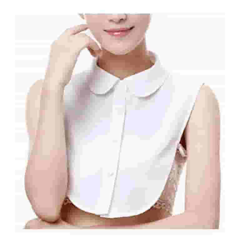 Women's Fake Collar - Chiffon Detachable Dickey Blouse Half Shirt, Adjustable Tapes, Sizes S-XL