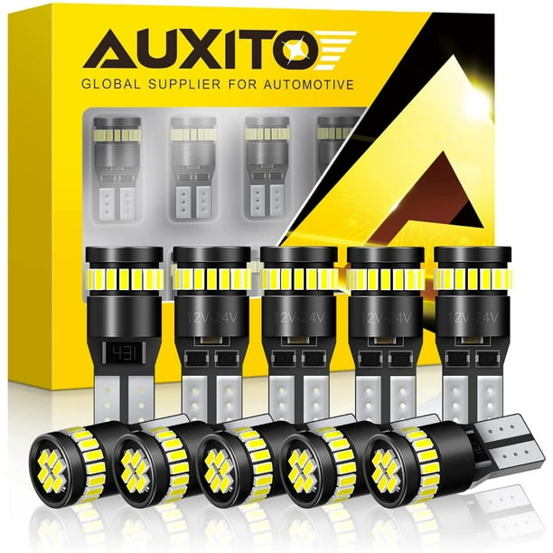 AUXITO 194 Light Bulb 6000K White 168 2825 W5W T10 Wedge 24-SMD 3014 Chipsets LED Replacement Bulbs Error Free for Car Dome Door Courtesy License Plate Dash Instrument Lights, Pack 10 - Walmart.com