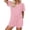 Pink, variant on Womens Shorts 2 Piece Sets Summer Short Sleeve Drawstring High Waisted Shorts Matching Crop Athletic Relaxed Fit Tops Sports Clothes XL