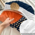 thumbnail image 4 of Cal.King Size Fitted Sheet Set - Navy Blue Burnt Orange 3 Piece Bedding Sets 16" Deep Pocket Fitted Sheet with 2 Pillowcases, Middle Century Modern Geometric Brushed Microfiber Hotel Bed Sheets, 4 of 9