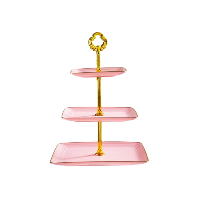 3-Tier Cupcake Stand with Rim - Stackable Plastic Serving Tray for Weddings, Baby Showers & Tea Parties
