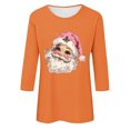 thumbnail image 4 of Cavosen Christmas T Shirts for Women 3/4 Length Sleeves Orange Xmas Cute Santas Print Blouse Pullover Crew Neck Shirts Loose Funny Tops Festival Vacation Athletic Winter Tee, 4 of 4