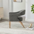 thumbnail image 4 of Accent Chair, PU Leather Upholstered Armchair, PAPROOS Barrel Open Back Reading Armchair, Modern Accent Chair with Weathered Solid Wood Legs for Living Room Bedroom, Club, Gray, 4 of 8