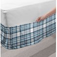 thumbnail image 2 of Plaid Bed Skirt, Repetitive Traditional Lines Squares Tiles on Plain Background Illustration, Elastic Bedskirt Dust Ruffle Wrap Around for Bedding Decor, 4 Sizes, White and Blue Grey, by Ambesonne, 2 of 2