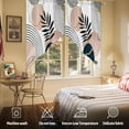 thumbnail image 3 of Swag Curtains Valances for Windows, Mid Century Boho Short Kitchen Window Curtains Over Sink, Navy Pink Abstract Geo Leaf Cafe Curtains Panel Set Of 2,Rod Pocket, 63 Inches Length White, 3 of 8