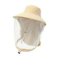 thumbnail image 1 of Sombrero de apicultura ligero de nailon con protección facial para pesca, senderismo y actividades al aire libre. Caqui, 1 of 9