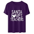 thumbnail image 3 of Hauts Amples à Col Rond pour Femmes, Pull Imprimé Mignon pour la Journée des Enseignants, Manches Courtes, T-Shirt, 3 of 5