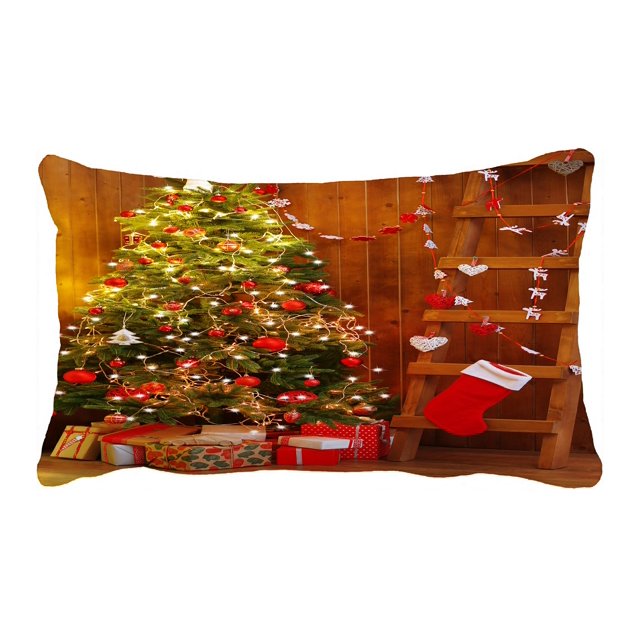 ABPHQTO Decorado Árbol de Navidad Escalera Pared de madera Funda de almohada Funda de almohada Protector de almohada Cama 50x75 cm