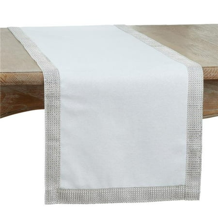 

16 x 54 in. Studded Design Table Table Runner White