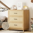 thumbnail image 5 of 3 Drawer Dresser for Bedroom, Rattan Dresser Chest of Drawers, Nightstand with Rattan Decorated Drawers, Wood Dressers for Living Room Bedroom Hallway, 5 of 18