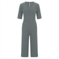 thumbnail image 6 of DianGeFu Jumpsuits for Women Dressy Short Sleeve Smocked High Waist Wide Leg Pants,Women's Summer Fashionable and Comfortable Solid Color Short Sleeved V-neck Jumpsuit,Gray,M, 6 of 6