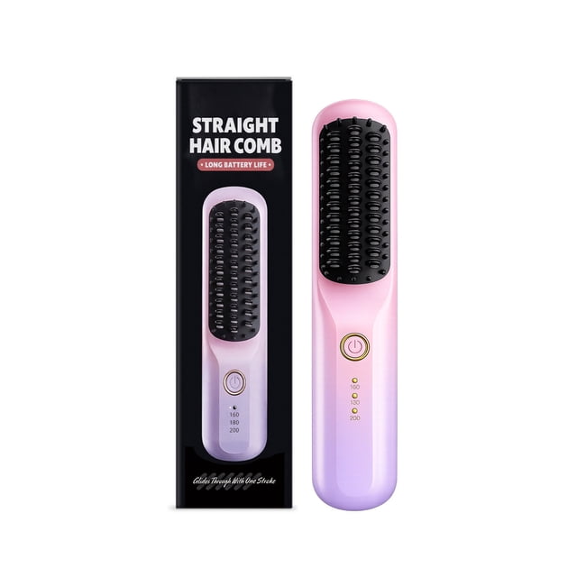 Cepillo de peinado para cabello corto. Cepillo alisador inalámbrico, portátil y recargable, ideal para viajes y uso diario. Respetuoso con el cabello y de diseño duradero