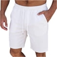 thumbnail image 4 of Besolor Men's Shorts Summer Casual Knee Length Elastic Waisted Drawstring Loose Workout Half Pants with Pockets(X-Large,White), 4 of 7
