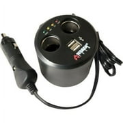 Wagan Twin USB/DC Socket Cup Holder Adapter with 5V USB Port