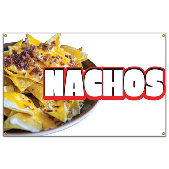 SignMission B-60 Nachos19 60 in. Nachos Banner with Concession Stand Food Truck Single Sided