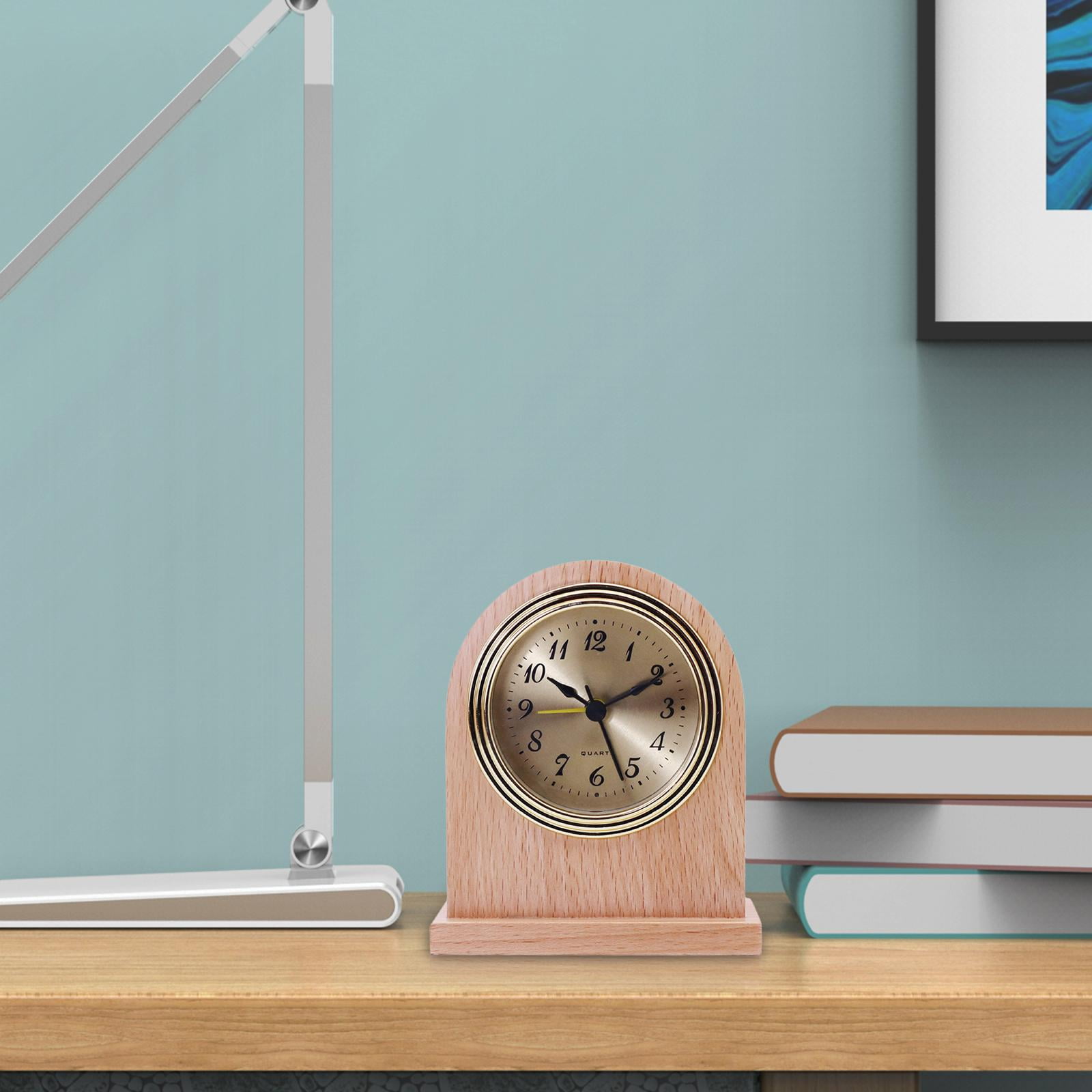 Analog Clock Movement Battery Operated Wooden Desktop Clock Countertop