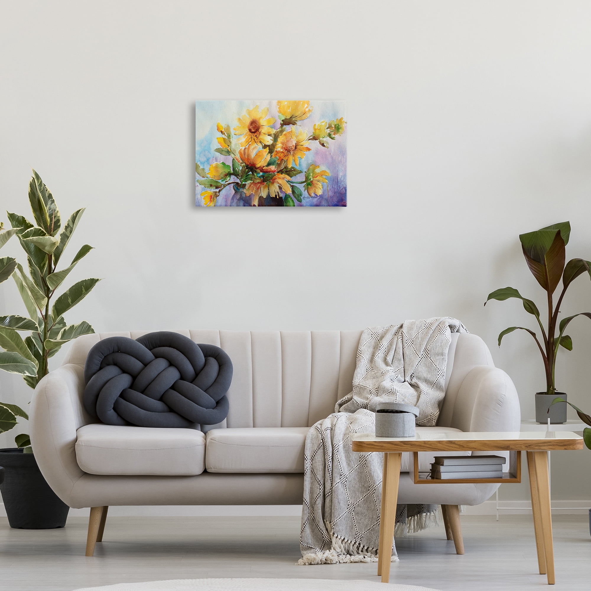 Stupell Industries Watercolor Daisies Vase Botanical & Floral Painting Gallery Wrapped Canvas Art Print Wall Art, 24 x 16