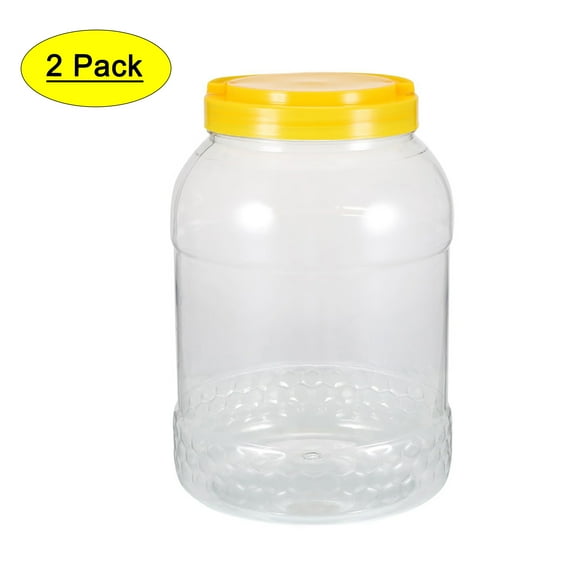 Uxcell 104.82oz Empty Storage Jars PET Screw-on Lids Sealed Container Plastic Clear 2Pcs