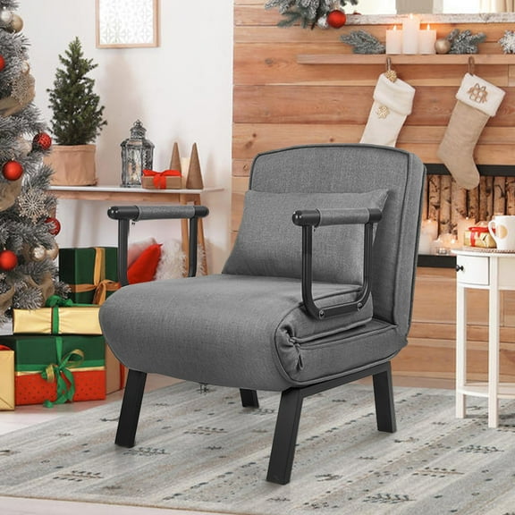 Fijinhom Convertible Sleeper Leisure Recliner, Adjustable Lounge Chair, Arm Chair, and Sofa Bed, Dark Gray